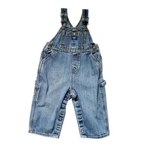 Vintage 90’s OshKosh B'gosh Blue Soft Denim Overalls 18 months Distressed